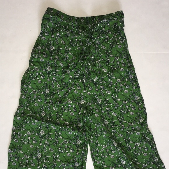 Hinge Viscose Wide Leg Crop Pants In Green Floral Print Size | Size XS - Picture 8 of 14